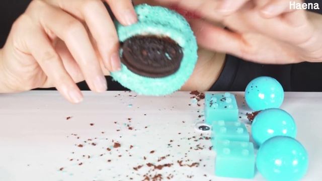 ASMR BLUE FOODS | PEEPS, SNOBALLS MARSHMALLOW | OREO COOKIE | PLANET GUMMY | 파란색음식먹방,스노볼,오레오쿠키,지구젤리