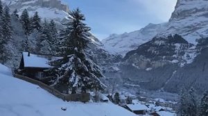 Гриндельвальд, Швейцария, зимняя прогулка по снегу, самые красивые деревни в мире