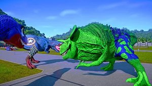ALL BIG RED SPIDER-MAN VS ALL SUPERHERO DINOSAUR - Jurassic World PRO Spider-Man Dinosaur Team