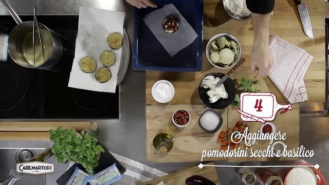 Cademartori Ricetta - Millefoglie di melanzane con pomodoro secco e Caprino Cademartori