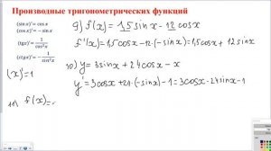 Производные тригонометрических функций