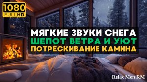 Мягкие звуки снега, шепот ветра и уют потрескивание камина - Зимнее спокойствие