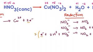 How to Balance Redox Reaction by Ion - Electron Method: Cu + HNO3 → Cu(NO3)2 + H2O + NO2 (copper)