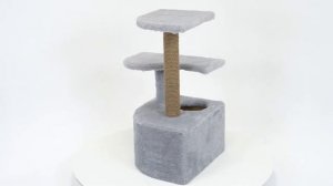 Домик-когтеточка "PetTails" угловой со ступенькой светло серый