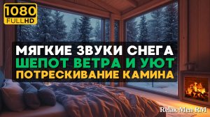 Мягкие звуки снега, шепот ветра и уют потрескивание камина - Зимнее спокойствие