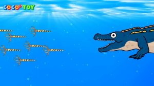 Pristichampsus becomes a giant balloon (I'm still hungry)|Ichthyosaurus, dinosaurs kidstoon|CoCosTo