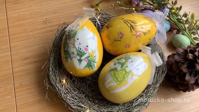 Декоративные яйца КРОЛИЧЬЯ ЛУЖАЙКА зелёные, 12 см (упаковка 3 шт.), 803004-набор-2-1