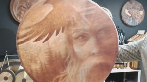 Бубен Shamanic Индонезия 70х70см с рисунком / Шаманский бубен / тюнгур / дюнгюр / shamanic.moscow