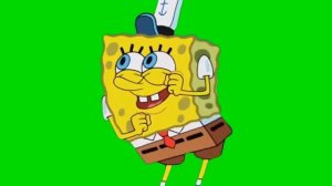 Губка Боб танцует на зелёном фоне - хромакей