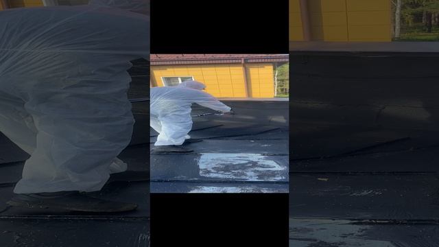 Гидроизоляция фальцевой кровли жидкой двухкомпонентной резиной.