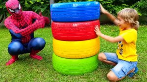 Liova and Superhero play sports and want to be strong with toy wheels! Nursery Rhymes & Kids Songs