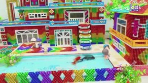 Магнитные шарики - ASMR Видео - Дом с красивой  крышей и бассейном!