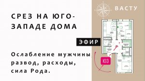 СРЕЗ НА ЮГО-ЗАПАДЕ ДОМА СОГЛАСНО ВАСТУ