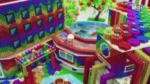 Магнитные шарики - ASMR Video - Постройте современный SAMSUNG Town Have Gaint! Аквариум и фонтан для