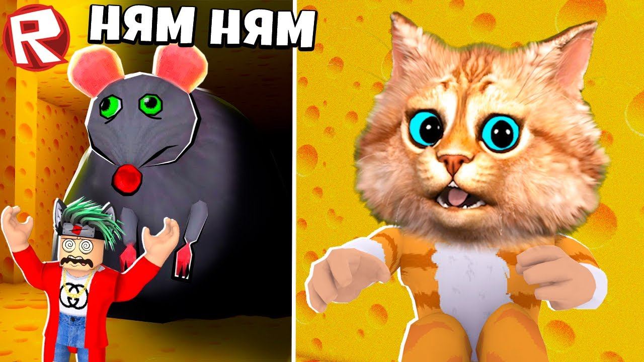 СТРАШНАЯ КРЫСА ОХОТИТСЯ ЗА МНОЙ ПОБЕГ ИЗ СЫРНОГО ЛАБИРИНТА В ROBLOX CHEESE ESCAPE Весёлый Кот