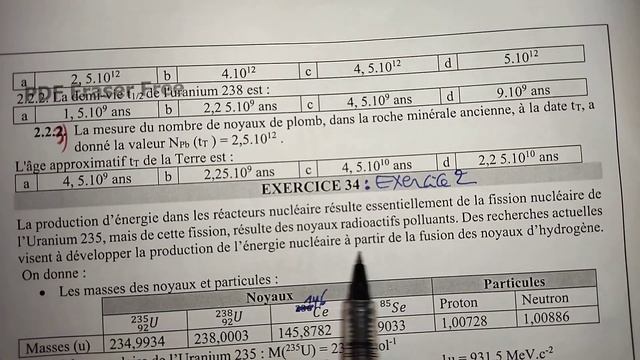 correction série d'exercices N2 transformations nucléaires (exercices 1 et 2) 2 BAC Sciences смотреть онлайн