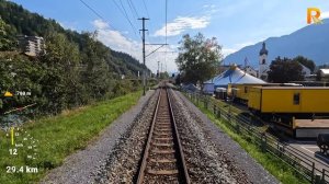 В Дисентис-Мустер- Кур по швейцарскому Гранд-каньону (RhB), вид машиниста в разрешении 4K 60 fps UHD