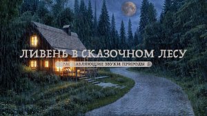 Расслабляющий дождь в лесу под луной - Атмосферные звуки природы