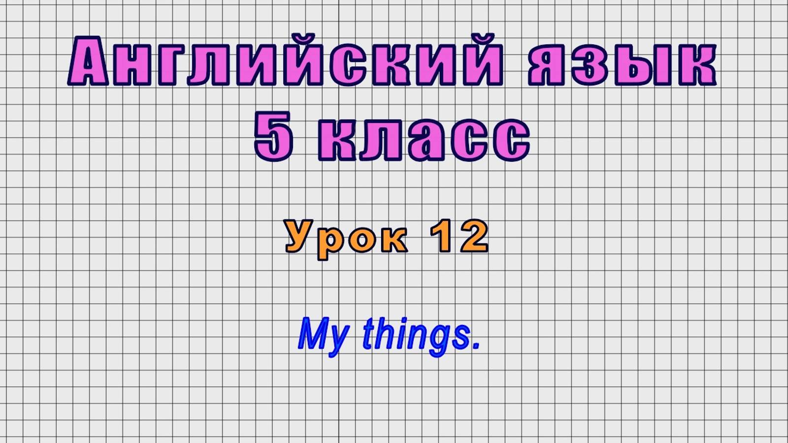 Английский язык 5 класс (Урок№12 - My things.)