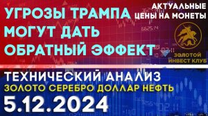 Угрозы Трампа могут дать обратный эффект. Анализ рынка золота, серебра, нефти, доллара 05.12.2024 г