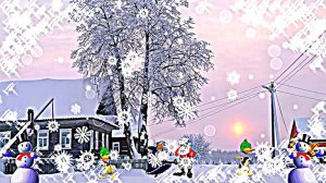 Футажи! Видеофон-футаж Зимний Зима в деревне от Киностудии Мудрого Кота Тимофея!