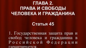 Государственная защита прав и свобод человека и гражданина гарантируется. СТАТЬЯ 45 Конституции РФ