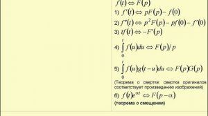 Свойства преобразования Лапласа