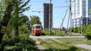 Трамвай 11 маршрута на Татищева в Екатеринбурге