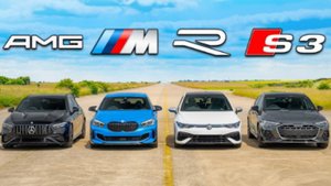 Кто победит в заезде: новый Audi S3, BMW M135i, AMG A35 или же VW Golf R?