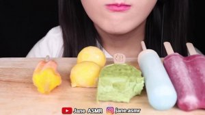 ASMR RAINBOW ICE CREAM *GREEN TEA, GRAPE, STRAWBERRY, ORANGE 무지개 아이스크림 *녹차, 쌍쌍바 먹방 JANE ASMR 제인