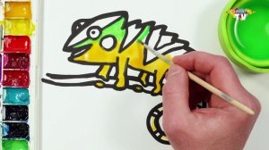 Как нарисовать и раскрасить ящерицу! Рисование и раскрашивание для детей