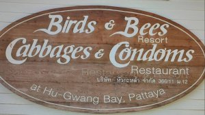 "Капуста и презервативы" ресторан Паттайя.
"Cabbages & Condoms", Pattaya.