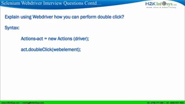 Selenium webdriver Interview Question And Answers Part-4 | How to handle framework by H2Kinfosys