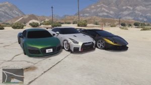 Audi R8 vs Nissan R35 GT-R vs Lamborghini Aventador гонка гипер каров в GTA 5,