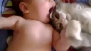 Котик обнимает малыша!