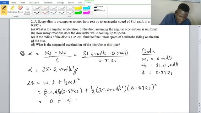 A Floppy Disk in a Computer Rotates from rest up to an angular speed||Circular Motion||+26097173628 смотреть онлайн