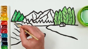 Как нарисовать пейзаж с лодкой! для детей