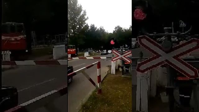 Ж/Д Переезд на " Дзiцячай чыгунке ", ул. Макаёнка. Поезд Сосновый Бор - Заслоново. Беларускi Патрыё смотреть онлайн