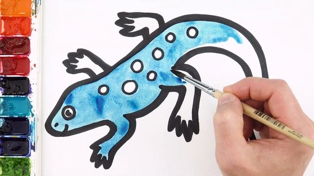 Как нарисовать ящерицу - легко для начинающих! Простые акварельные рисунки