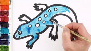 Как нарисовать ящерицу - легко для начинающих! Простые акварельные рисунки