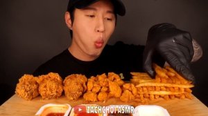 ASMR SPICY FRIED CHICKEN, FRIED SHRIMP & FRIES MUKBANG (No Talking) EATING SOUNDS | Zach Choi ASMR