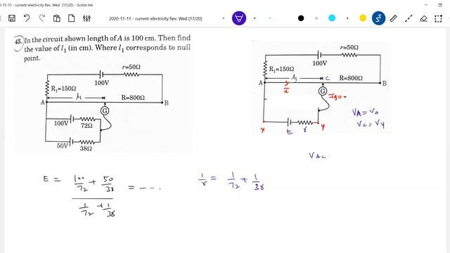 26 Physics  Current Electricity  Find balancing length in potentiometer circuit if two cells in