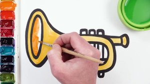 Как нарисовать и раскрасить трубу ! Рисование и раскрашивание музыкальных инструментов для детей
