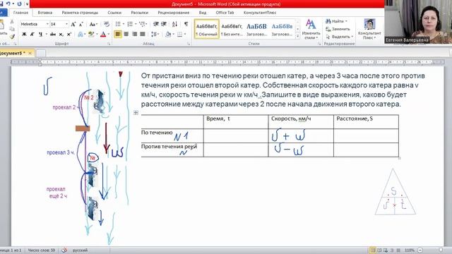 Как решать задачу про движение по реке, 7 класс