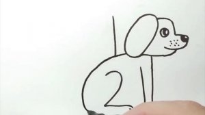 Рисунок собаки из цифр 1221 #drawing