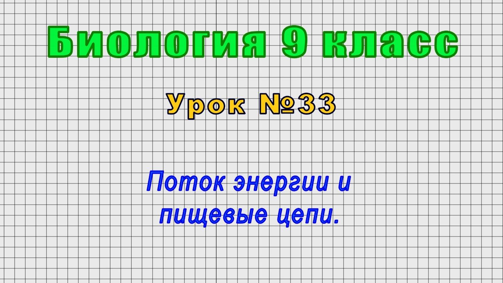 Биология 9 класс (Урок№33 - Поток энергии и пищевые цепи.)