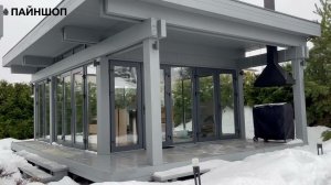 Застекленная беседка для дачи 5,7х8м