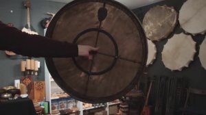 Бубен Siberian Shaman Four Faces 60х60 см с коваными элементами / Шаманский бубен / shamanic.moscow