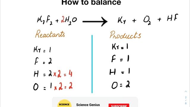 How to Balance KrF2 + H2O = Kr + O2 + HF (The Easy Way) смотреть онлайн
