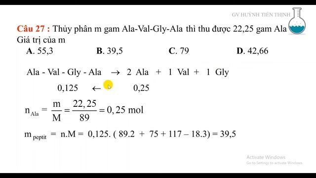Bài tập Peptit - Protein